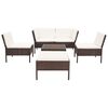 vidaXL 6 Piece Garden Lounge Set with Cushions Poly Rattan Brown