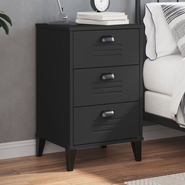vidaXL Bedside Cabinet VIKEN Black Engineered Wood