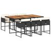 vidaXL 7 Piece Garden Dining Set with Cushions Black Poly Rattan