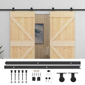 vidaXL Sliding Door 2 pcs 100 x 210 cm Solid Pine Wood