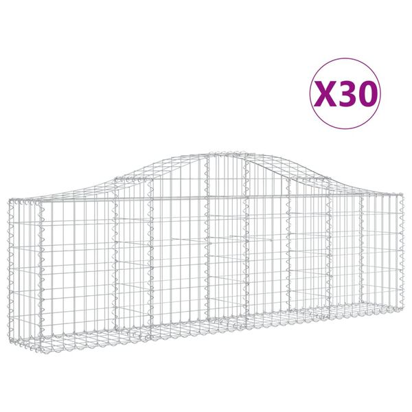 vidaXL Arched Gabion Baskets 30 pcs 200x30x60/80 cm Galvanised Iron