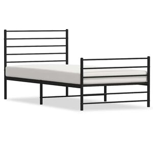 vidaXL Metal Bed Frame without Mattress with Footboard Black 90x190cm