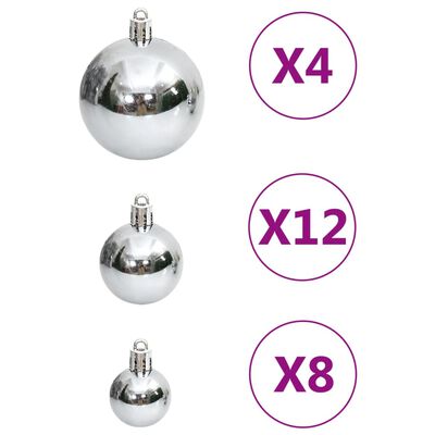 vidaXL 111 Piece Christmas Bauble Set Silver Polystyrene