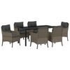 vidaXL Garden Dining Set 7 pcs Grey Poly Rattan