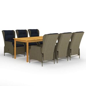 vidaXL 7 Piece Garden Dining Set Brown