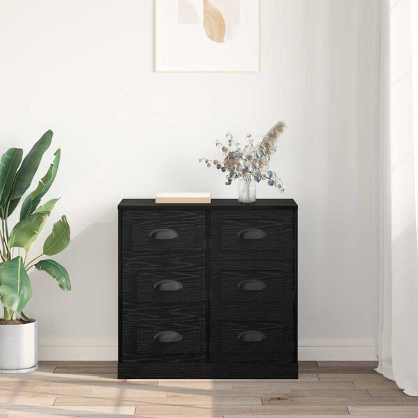 vidaXL Sideboard Black Oak 70 x 35.5 x 67.5 cm Engineered Wood