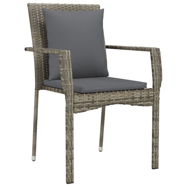 vidaXL Garden Chairs with Cushions 4 pcs Poly Rattan Grey
