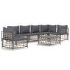 vidaXL 7 Piece Garden Lounge Set with Cushions Anthracite Poly Rattan