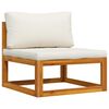 vidaXL Sectional Middle Sofa & Cream White Cushion Solid Acacia Wood