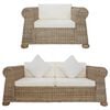 vidaXL 2 Piece Sofa Set with Cushions Natural Rattan