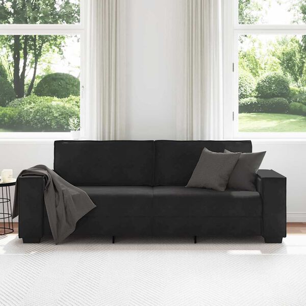 vidaXL 3-Seater Sofa Black 220x78x84 cm Velvet