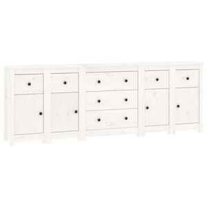 vidaXL Sideboard White 230x35x80 cm Solid Wood Pine