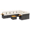 vidaXL 10 Piece Garden Sofa Set with Cushions Black Poly Rattan