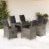 vidaXL 7 Piece Garden Dining Set with Cushions Grey Poly Rattan
