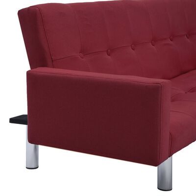 vidaXL Sofa Bed with Armrest Wine Red Polyester
