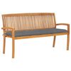 vidaXL Stacking Garden Bench with Cushion 159 cm Solid Teak Wood