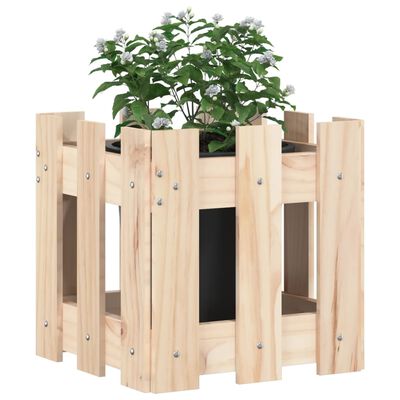 vidaXL Garden Planter with Fence Design 30x30x30 cm Solid Wood Pine