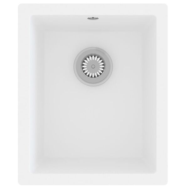 vidaXL Kitchen Sink with Overflow Hole White Granite