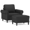 vidaXL Sofa Chair with Footstool Black 60 cm Faux Leather