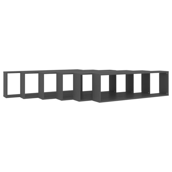 vidaXL Wall Cube Shelf 6 pcs Grey 100x15x30 cm Engineered Wood
