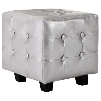 vidaXL Tub Chair with Footstool Silver Faux Leather