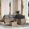 vidaXL 6 Piece Garden Sofa Set with Cushions Beige Poly Rattan