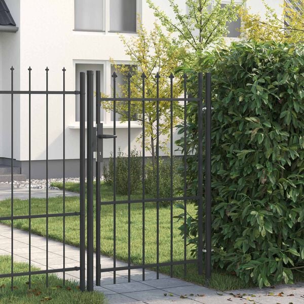 vidaXL Fence Gate Boxtel Single Door with Spike Top Steel 1x1.5 m Black