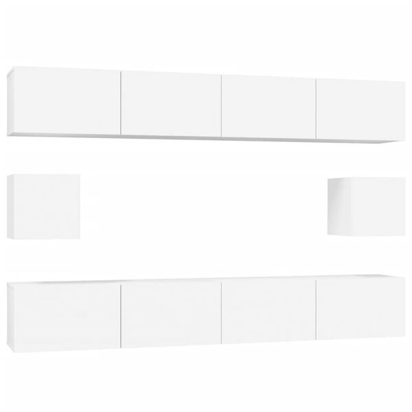 vidaXL 6 Piece TV Cabinet Set White Engineered Wood