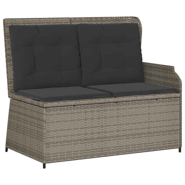 vidaXL 3 Piece Garden Lounge Set with Cushions Grey Poly Rattan