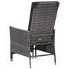 vidaXL Reclining Garden Chair with Cushions Poly Rattan Grey