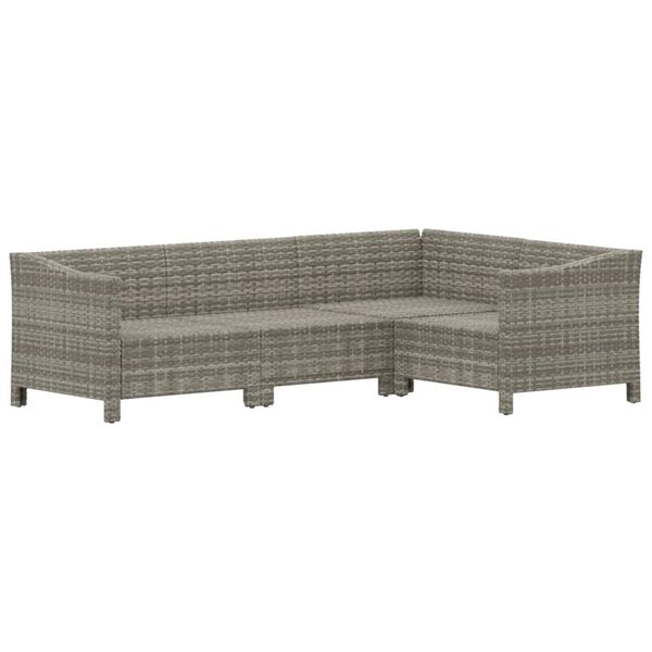 vidaXL 4 Piece Garden Lounge Set with Cushions Grey Poly Rattan