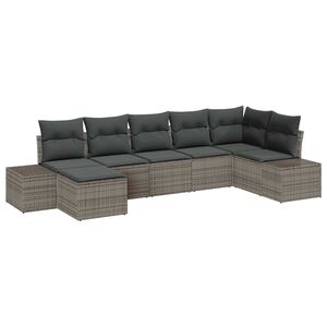 vidaXL Garden Sofa Set with Cushion 7 pcs Grey Poly rattan