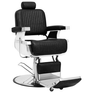 vidaXL Barber Chair | Black | Faux Leather, Metal, Wood, PVC | Medium