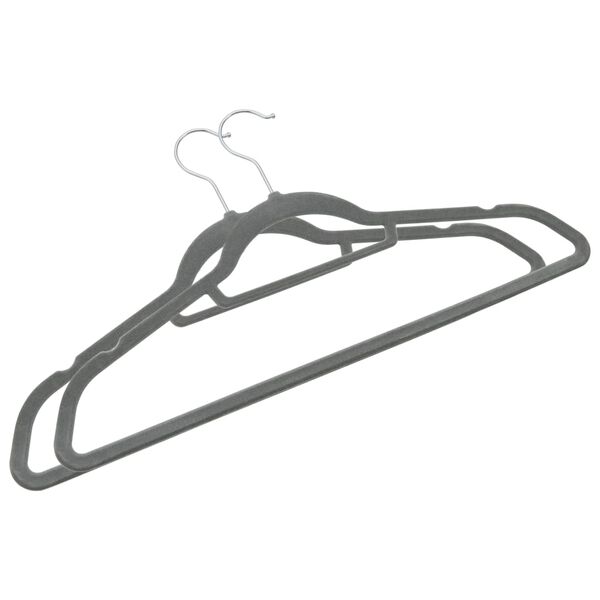 vidaXL 100 pcs Clothes Hanger Set Anti-slip Grey Velvet