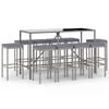 vidaXL 11 Piece Garden Bar Set with Cushions Grey Poly Rattan