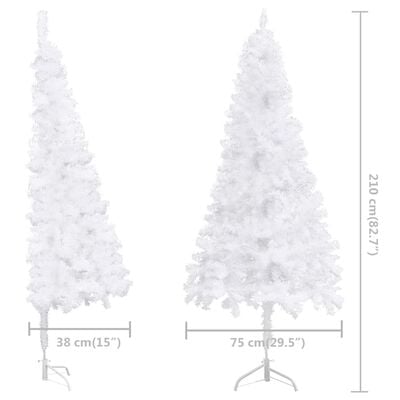 vidaXL Corner Artificial Pre-lit Christmas Tree White 210 cm PVC