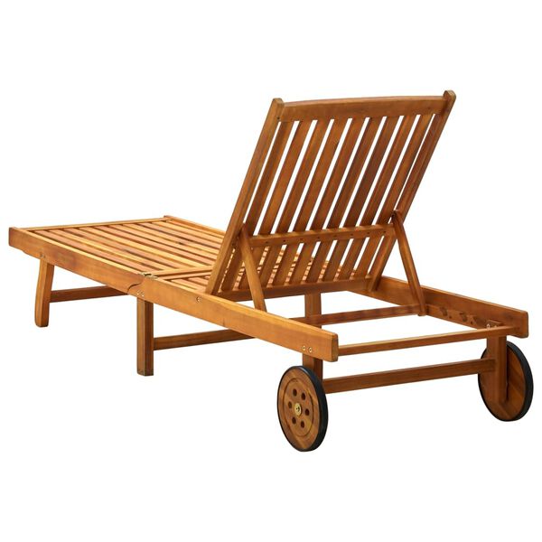 vidaXL Garden Sun Lounger with Cushion Solid Acacia Wood