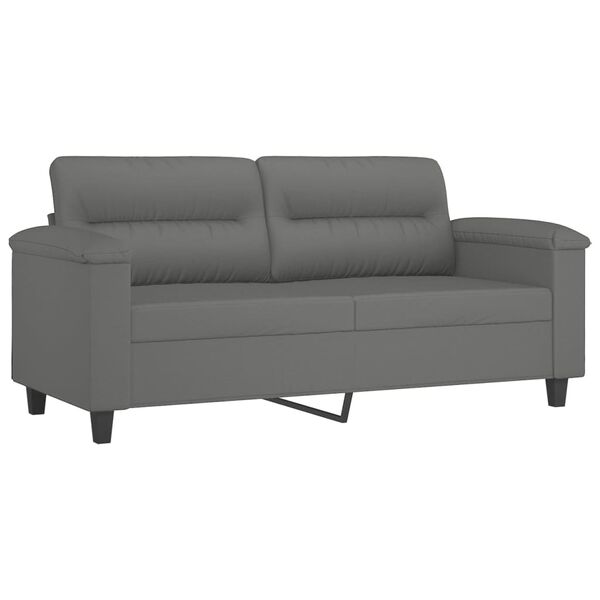 vidaXL 3 Piece Sofa Set with Pillows Dark Grey Microfibre Fabric