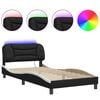 vidaXL Bed Frame with LED without Mattress "Hvar" Black and White 107x203 cm