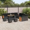 vidaXL Garden Sofa Set with Cushion 18 pcs Black Poly Rattan