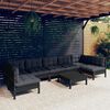 vidaXL 8 Piece Garden Lounge Set with Cushions Black Solid Pinewood