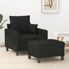 vidaXL Sofa Chair with Footstool Black 60 cm Fabric