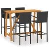 vidaXL Garden Bar Set | Black | Solid Acacia wood, PE Rattan | Durable
