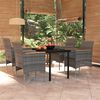 vidaXL 5 Piece Outdoor Dining Set with Cushions Grey and Black