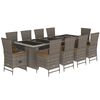 vidaXL 11 Piece Garden Dining Set with Cushions Grey Poly Rattan