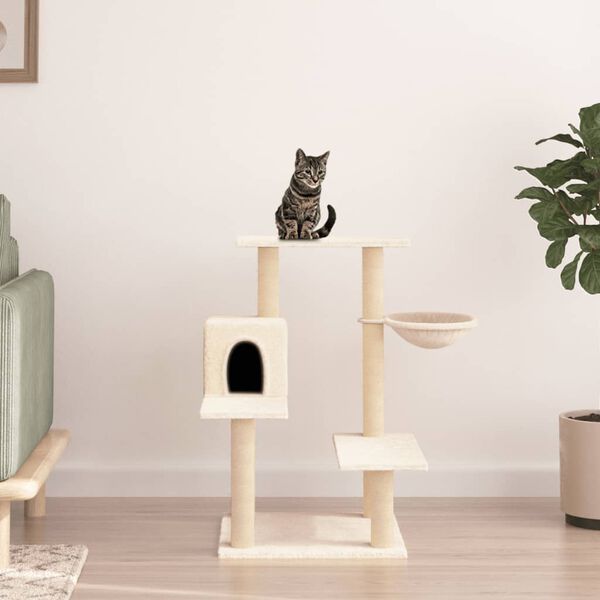 vidaXL Cat Tree with Sisal Scratching Posts Cream 82.5 cm
