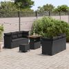 vidaXL Garden Sofa Set with Cushion 9 pcs Black Poly Rattan