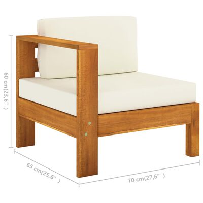 vidaXL 6 Piece Garden Lounge Set with Cream White Cushions Acacia Wood