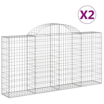 vidaXL Arched Gabion Baskets 2 pcs 200x30x100/120 cm Galvanised Iron