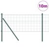vidaXL Fence with Post Green 0.8 x 10 m Steel